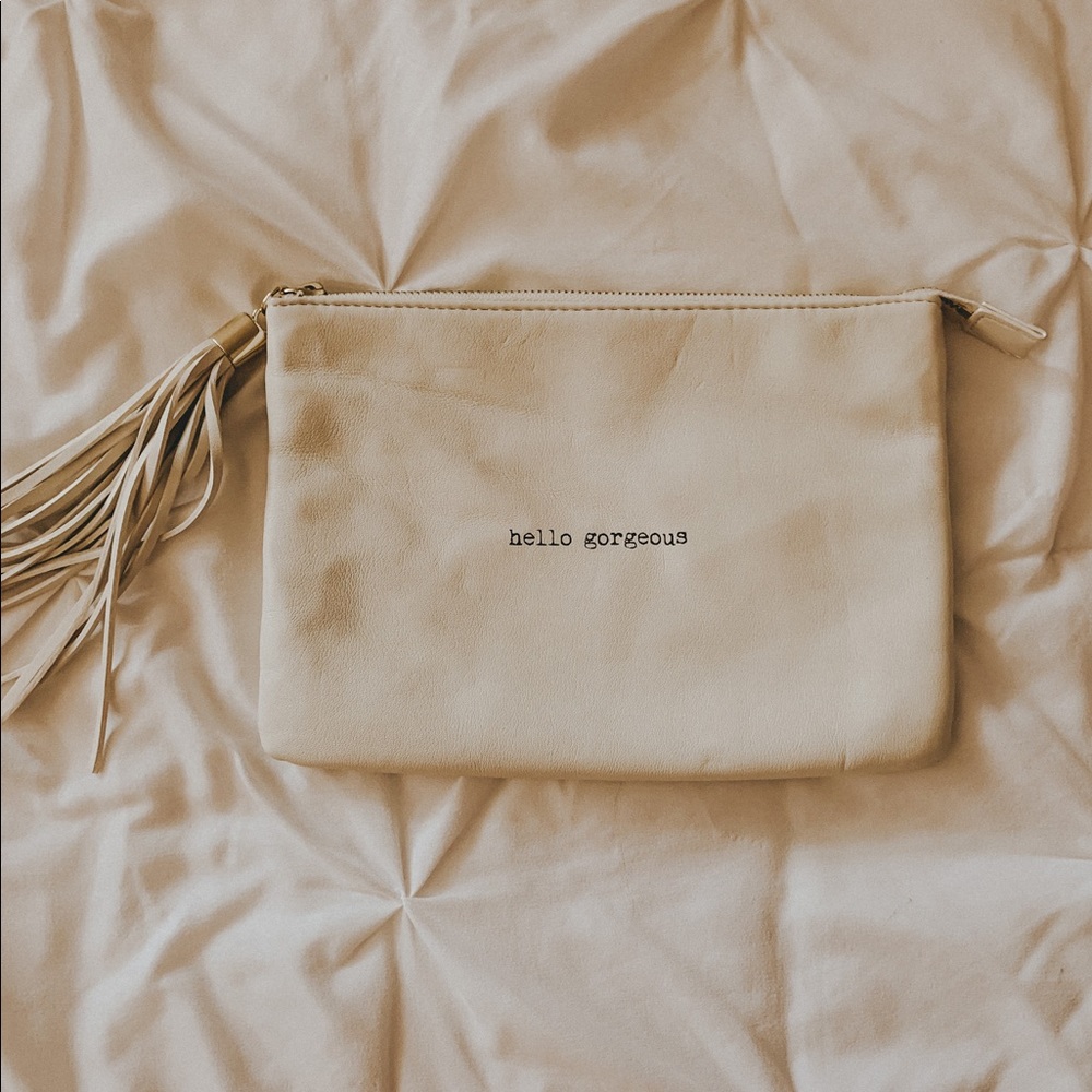 “hello gorgeous” pouch/bag with zipper
